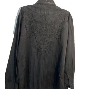 Roar Signature Black Embroidered Lightweight Shirt XL